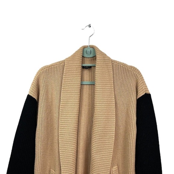 Talbots Cardigan Sweater Lambswool Blend Open Front Black Tan Women Size XLP‎ - Picture 2 of 6